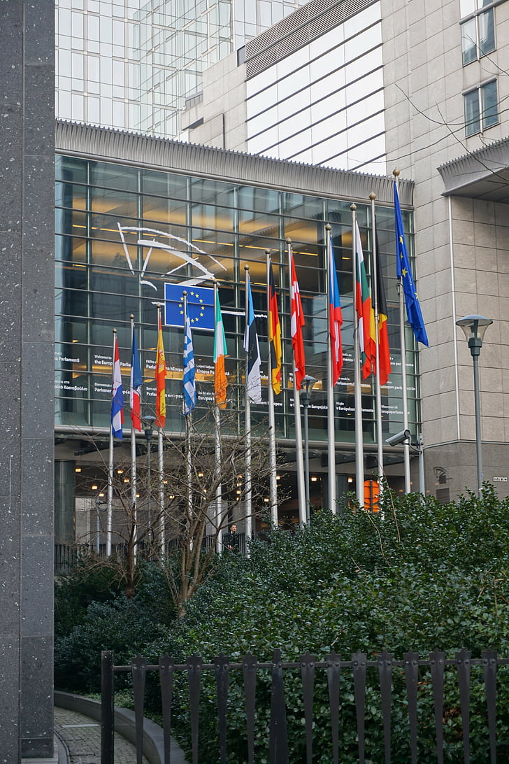 EU-a, u Bruxellesu, parlament, zastave, Europe, Unije