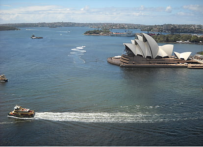 Sydney, operahus, färja, hamnen, Australien, vatten
