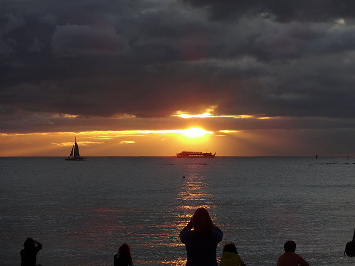 sailboat, silhouette, sunset, ship, sea, travel, boat