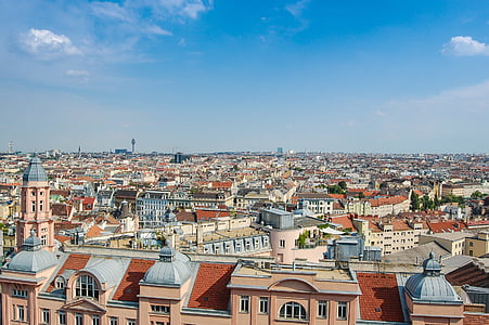 panorama, vienna, austria, city, view, building, architecture