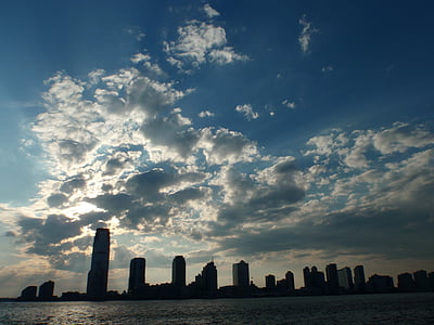 Estados Unidos da América, nuvens, cidade de Nova york, linha do horizonte, Estados Unidos, arranha-céu, edifício