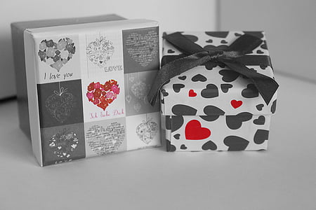 Dárková krabice, dárek, den svatého Valentýna, srdce, Láska