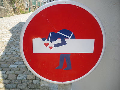 sign, no entry, gendarme, love, street art