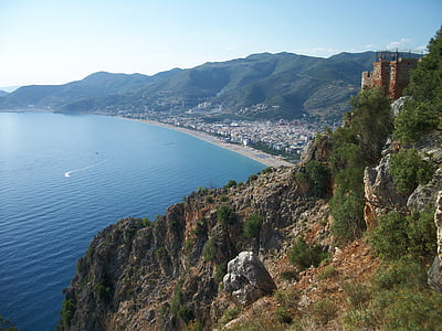 Турция, Алания, плаж Клеопатра, море, брегова линия, Средиземно море, природата