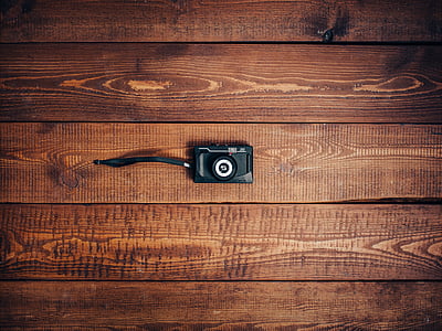 top, view, photography, black, camera, brown, wood