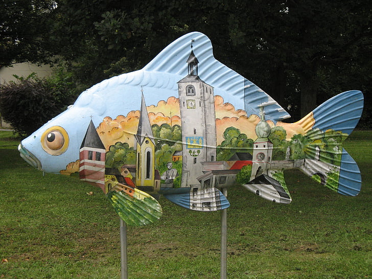 tirschenreuth, decoration, giant fish, painted