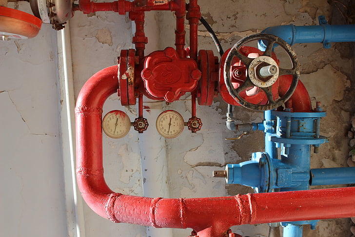 presión, mecanismo de, plambing, sensor de, tubo, rojo