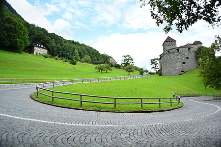Castelo, Torre, Fortaleza, Liechtenstein, cidade, edifícios, arquitetura