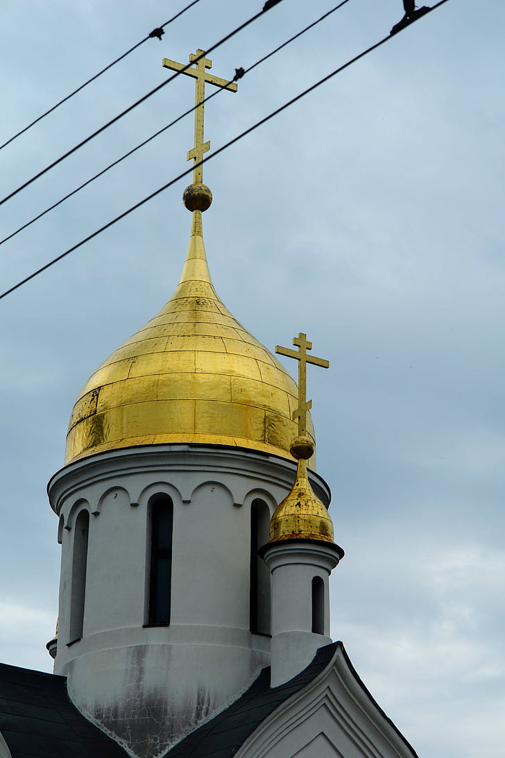 Croix, toit de l’église, Russie, Novossibirsk, Église