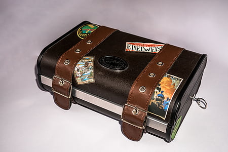 bærbar radio, bagage, læder, gammel kuffert, antik, junk, gamle
