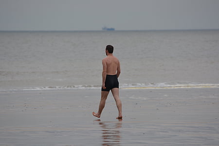 homme, maillot de bain, mer, piscine, mesures, gens, détermination