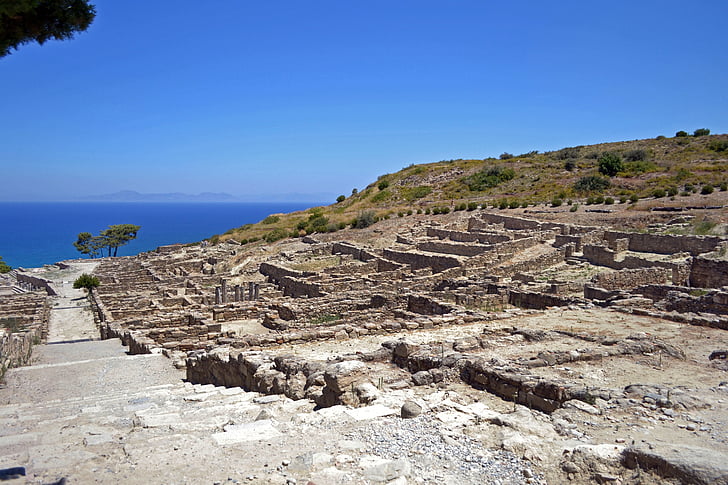 starobylé město, Řecko, Ostrov Rhodos, Kamiros, ruiny, starobylé město, Akropolis