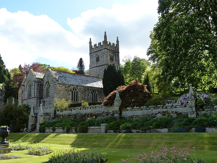 kostel, Cornwall, Anglie, Spojené království, parku, zahrada, Angličtina
