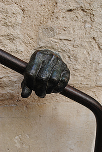hand, finger, treppengeländer, handrail, bronze, art, old