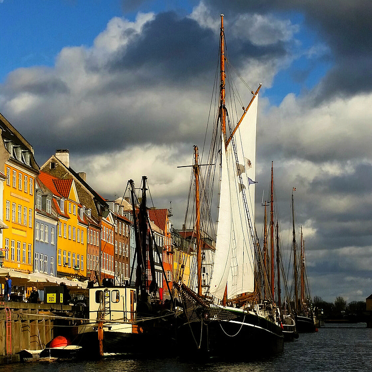 哥本哈根, 丹麦, 运河, 欧洲, 旅行, 丹麦语, 城市