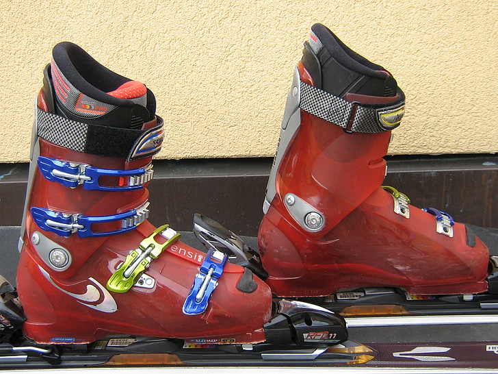 bottes, ski, grande, sport, matériel, alpin, saison