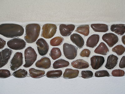 roca de río, marrón, Blanco, sellador, mosaico de, azulejo de, natural
