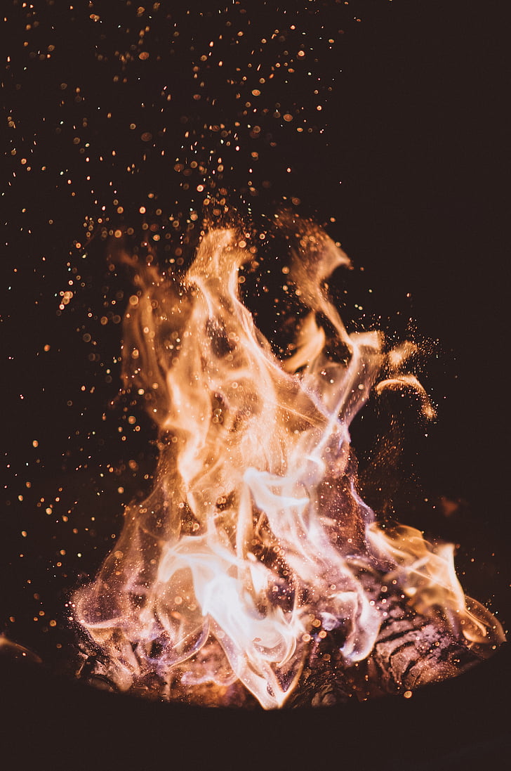 brand, vlam, licht, brandhout, houtskool, Ash, warmte