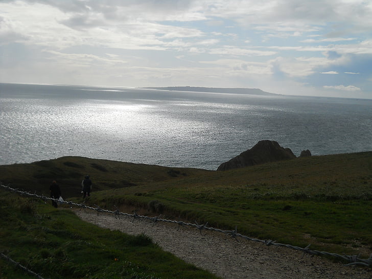 england, coastal path, sea, landscape, twilight