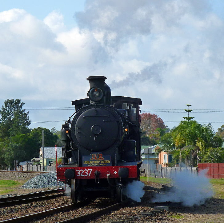 stoom, trein, stoommachine, rook, spoorweg, locomotief, tracks