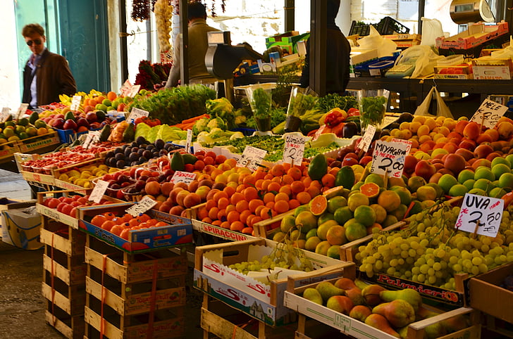 rynku owoców, Włochy, Wenecja, rynku, Rialto, owoce