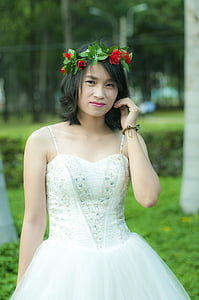 camisa blanca, Vietnam, noia, jove, camisa, flor, abric llarg