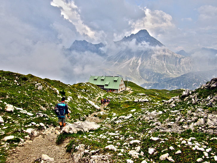 rifugio Mindelheimer Hütte, Allgäu, alpino, montagne, capanna di dav, paesaggio della montagna, estate