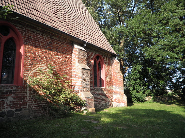by kyrka, tegel, netzelkow, ön Usedom, arkitektur, protestantiska, Tyskland