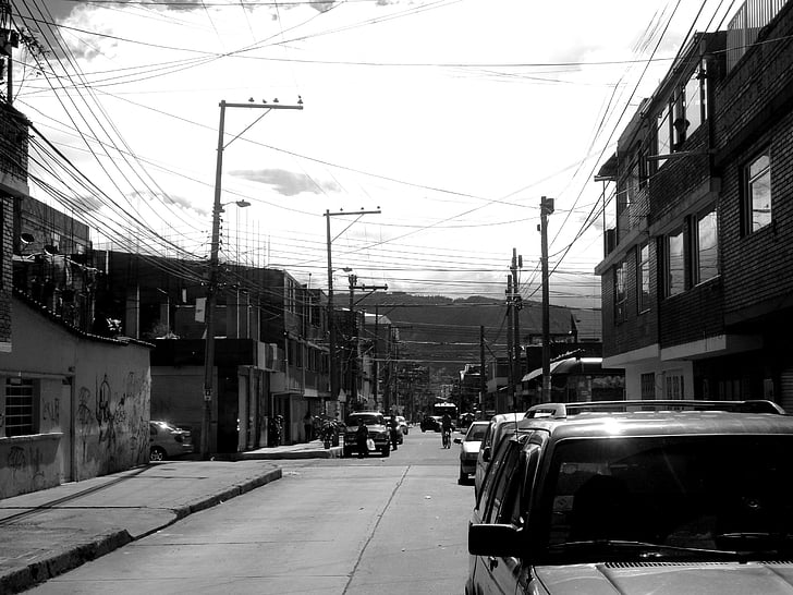 Bogotá, Colombie, capital, l’Amérique du Sud, route, Autos, maisons