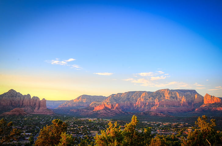 Sedona, Cañón, tierra, paisaje, Arizona, montaña, azul