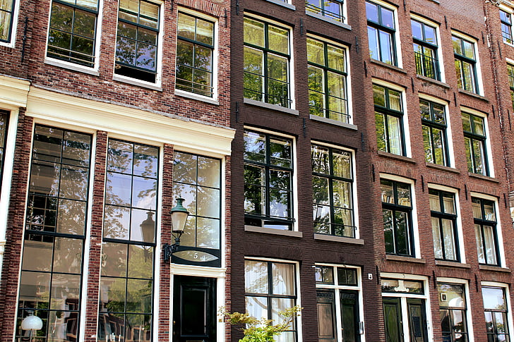 Amsterdam, hus, fönster, arkitektur, Nederländerna, Holland, staden