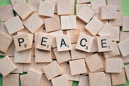 fred, ordet, Scrabble, bokstäver, trä - material, stor grupp av objekt, kommunikation