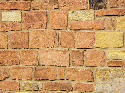 mur z cegły, Cegła, piaskowca, ściana, kamień naturalny, tekstury, Struktura