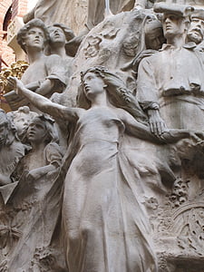 バルセロナ, スペイン, アーキテクチャ, 像, 彫刻, 有名な場所, イタリア