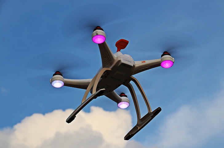 drone, uav, sky, clouds, quadrocopter, fly, robot