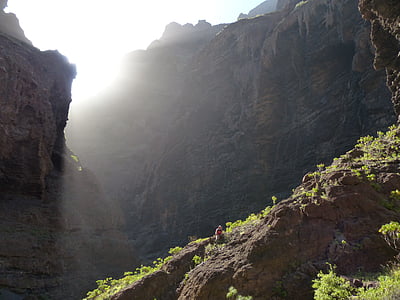 masca ravine, sun, light, rock, gorge, hike, tenerife
