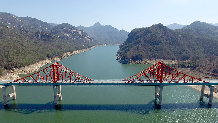 cheongpung ezers, nefrīta vienkārši pārstāvis, tilts, kalns, daba, ainava, ezers