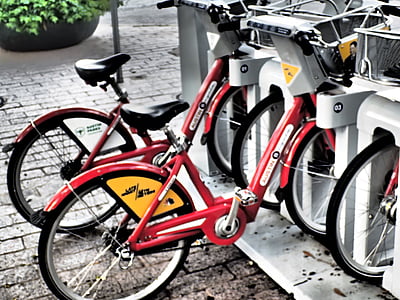 Cykeludlejning, cykel, cykel, cyklus, transport, transport, rack