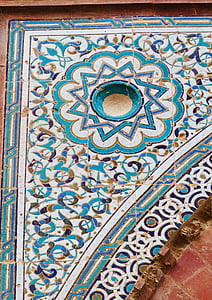 Alhambra, mønster, Spania, arabisk, vegg, mauriske, antikk