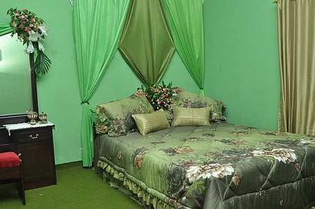 līgavas kambarī, interjers, gultas, istabu, iekšējā telpa, luksus, spilvens