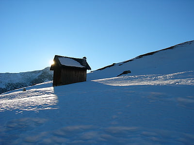 nieve, invierno, Baita, frío, paisaje de invierno, Blanco, Dolomitas