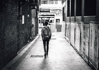 man, walking, sidewalk, guy, backpack, lifestyle, pedestrian