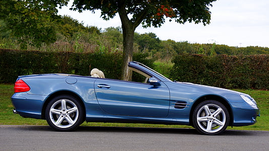 blå, bil, klasse, klassisk bil, Cabriolet, hurtig, Mercedes-benz