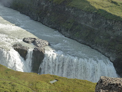 Gullfoss, Wodospad, Rzeka, Hvítá, Ölfusá, Haukadalur, Islandia