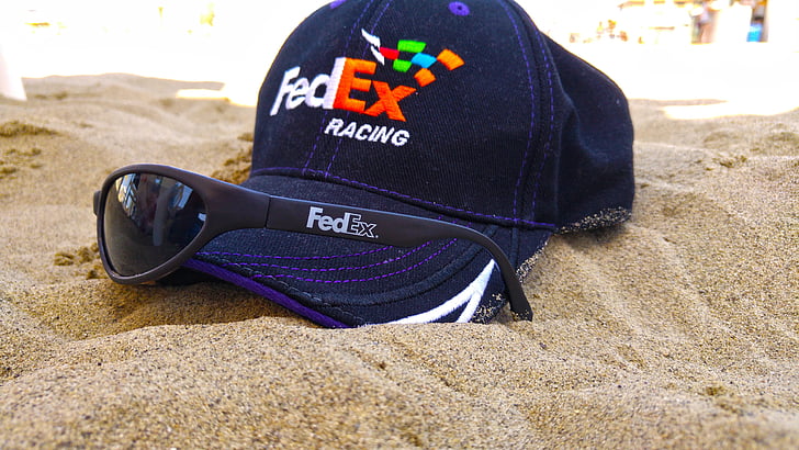 FedEx, kurjers, drošības, saule, pludmale, jūra, brīvdiena
