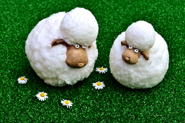 moutons, chiffres, drôle, Meadow, Daisy, Déco, décoration