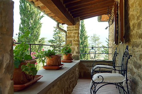 terrasse, paysage, Gîtes ruraux, Toscane