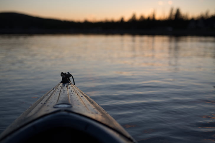 canoe, lake, sunset, water, nature, landscape, boat