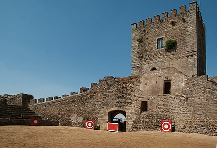 portugal, medieval castle, arena, keep, fortress