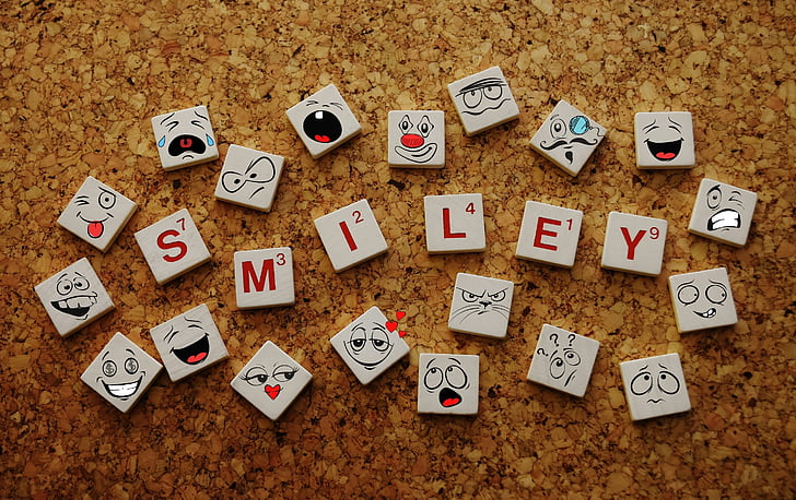 Smileys, drôle, amusement, visages, émotions, émoticône, aucun peuple